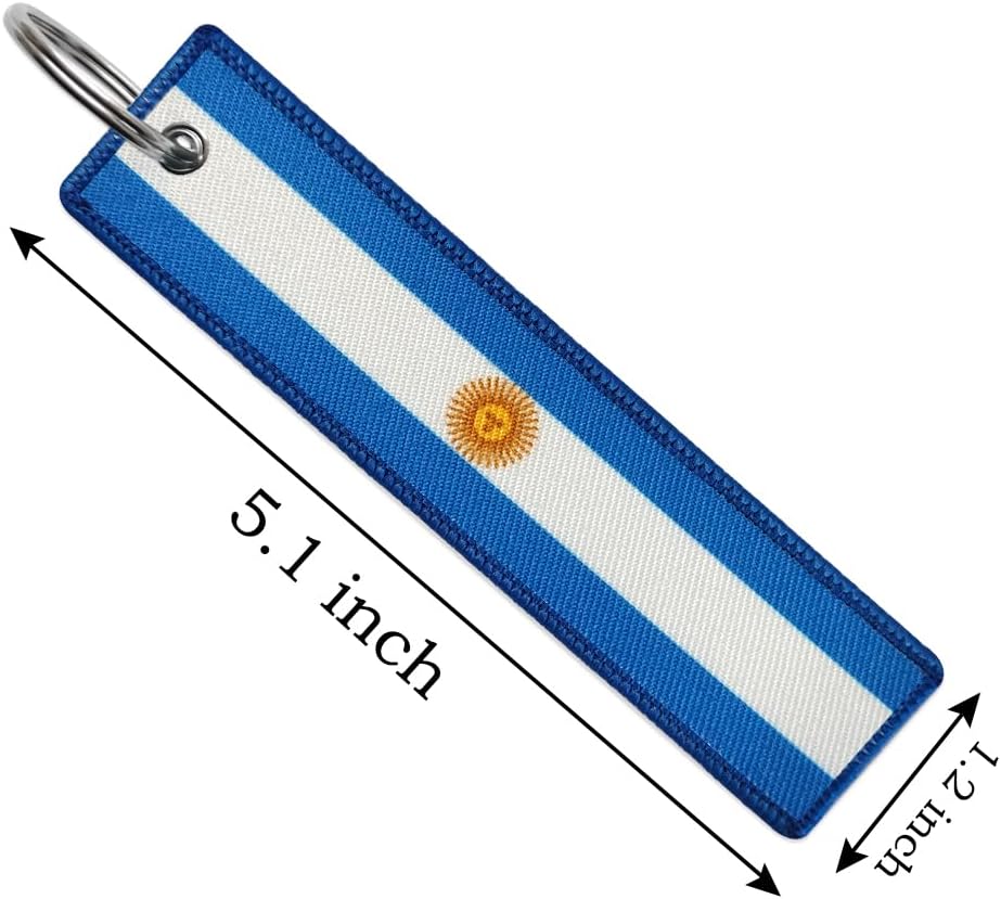 JAVD Argentina Flag Keychain Tag with Key Ring - Keys, Cars, Motorcycles, Backpacks, Luggage and Gifts - EDC (3 Pack)