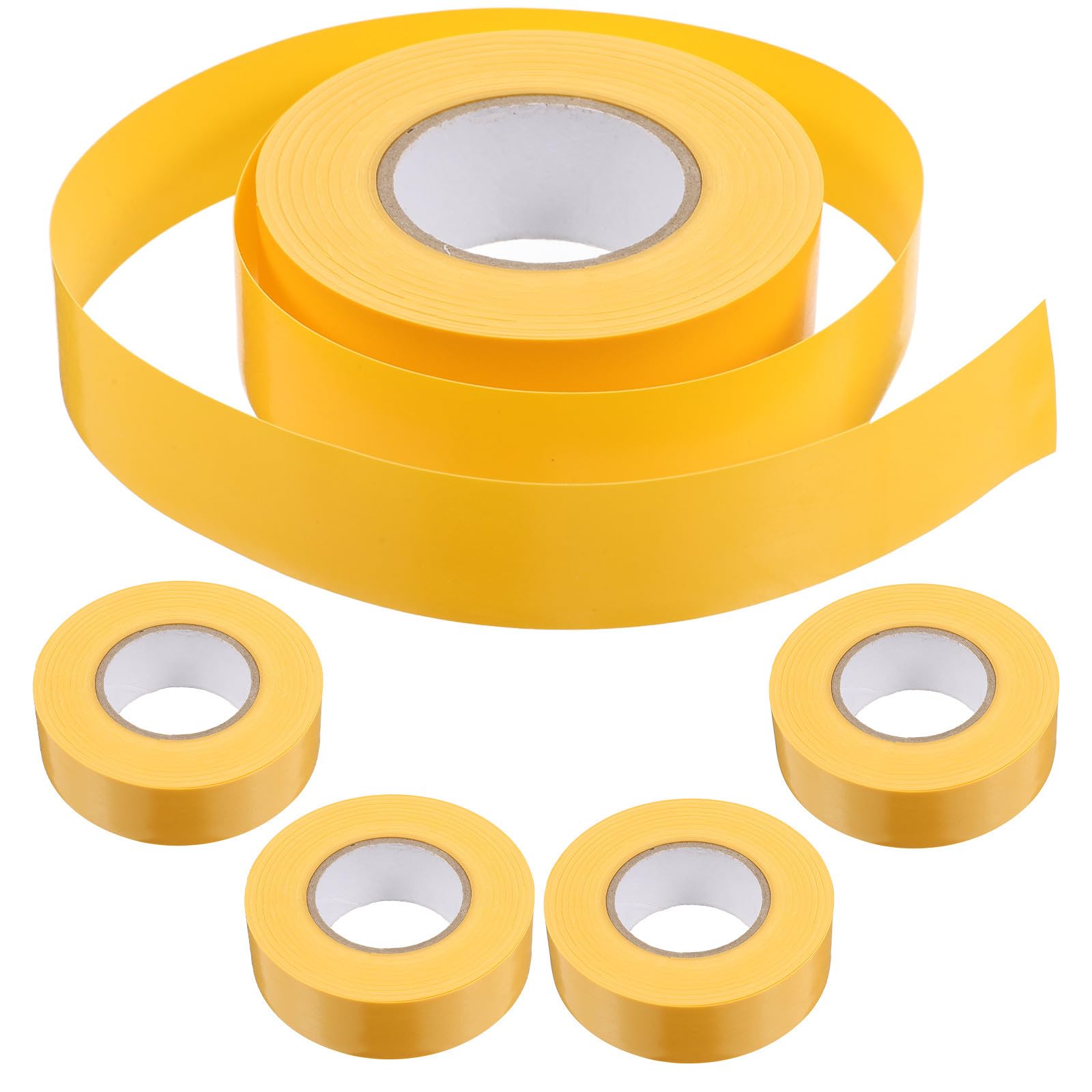 5pcs Non-adhesive Yellow Pvc Flagging Tape Roll 16m Multi-functional Trail Identification and Hazard Area Marking Tape for Outdoor Survey and Boundary Warning