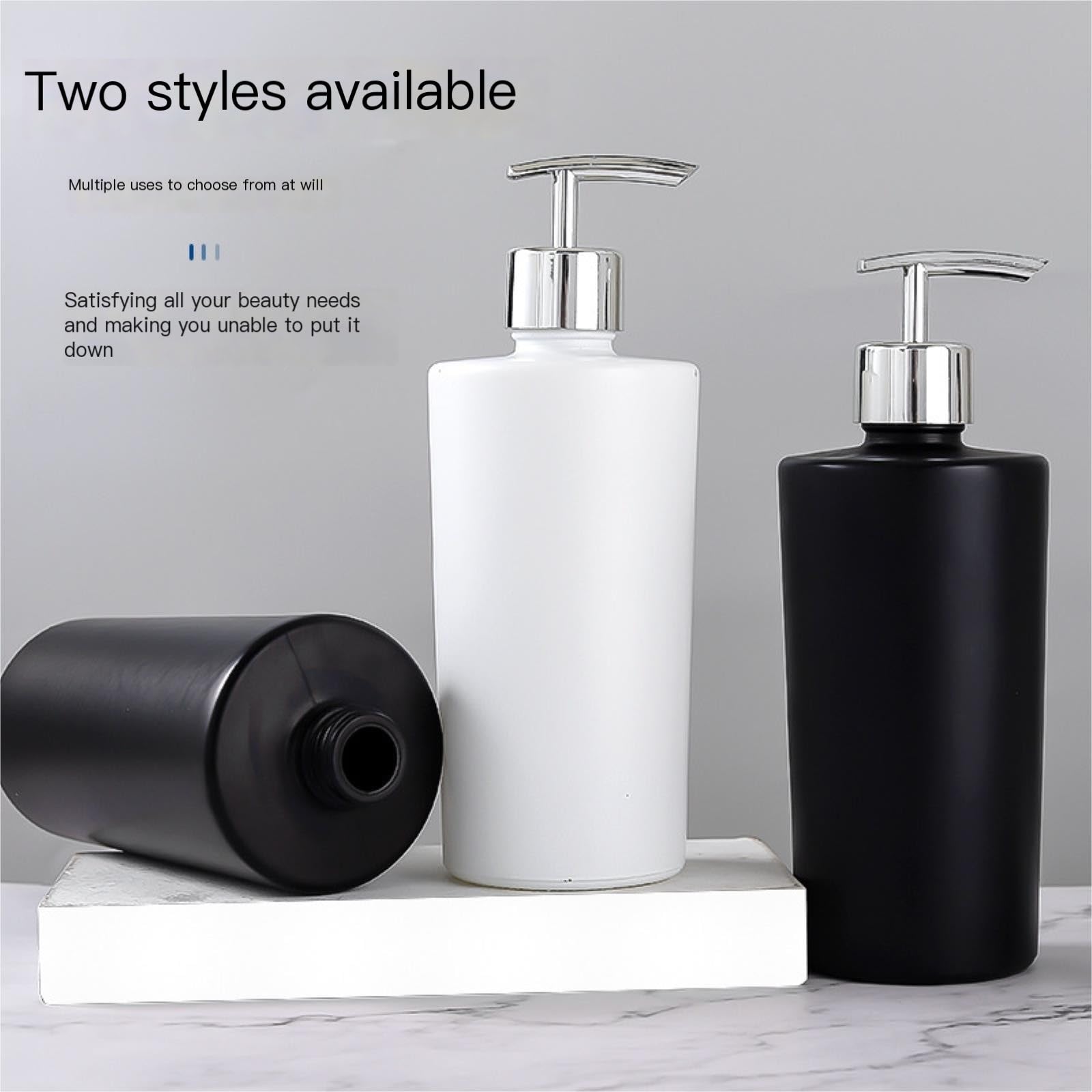 Dispensador de jabón (2 Unidades), Gran Capacidad, con Bomba, 450 ml/15,5 oz, Botella de Vidrio para loción y champú de baño (Negro).