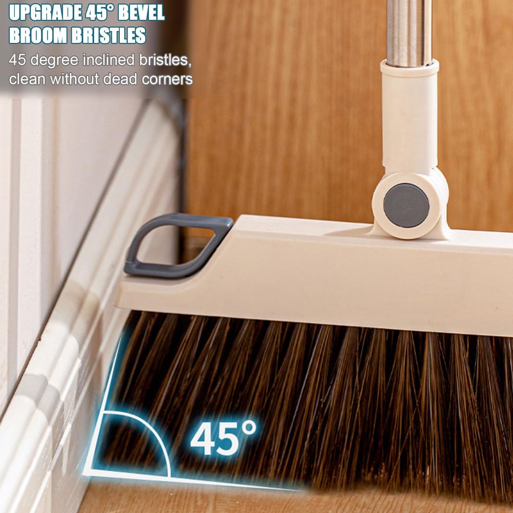 2er-Pack Besen mit Kehrschaufel, Kombi-Set, Um 180 Grad drehbarer Besen mit Kehrschaufelzähnen für Tierhaare, Store Sweep-Set für drinnen und draußen, Zuhause, Küche, Lobby, Büro