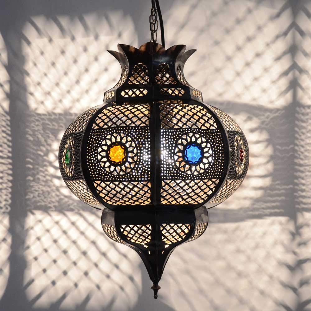 LORIENT Cleopatra Lampe orientale en métal avec effet vieilli de cuivre Marron 42 cm