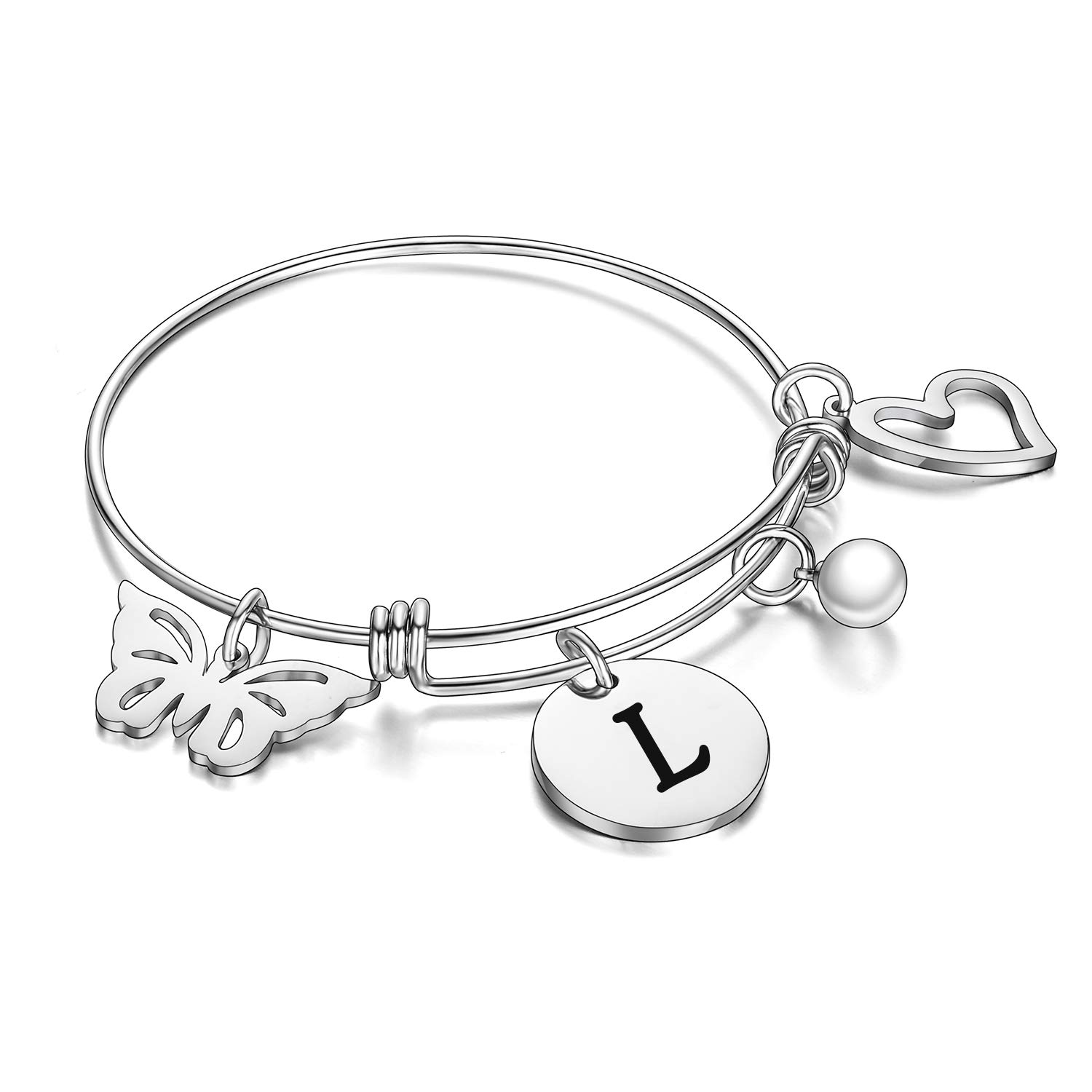 malyuninInitial Bracelet Charm Bracelets Heart Butterfly 26 Letters Alphabet Bracelet for Women Girls Letter Bracelet Personalized Jewelry