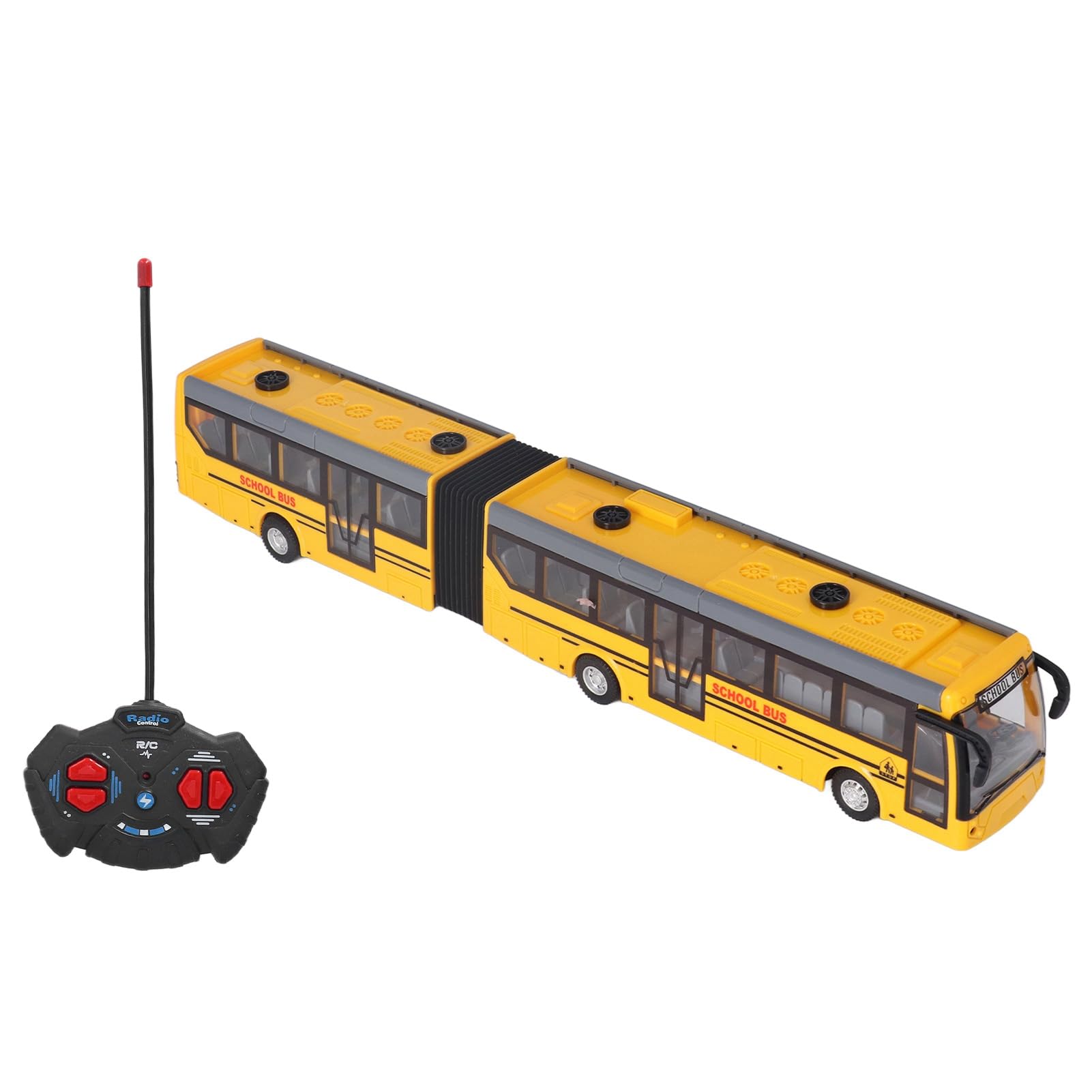 Jouet de bus scolaire télécommandé à l'échelle 1:32, avant, arrière, tourner à gauche et à droite, bus télécommandé pour apprendre les enfants (jaune)