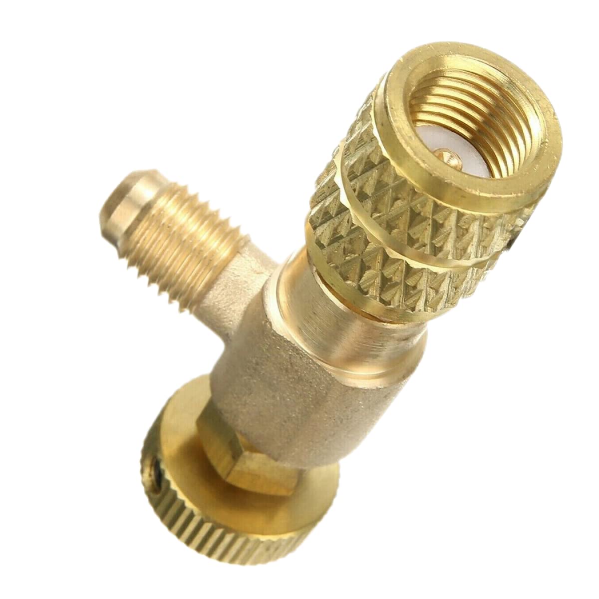 DAZZLEEX Adaptador de válvula de aire acondicionado R410A, manguera de carga R32 válvula de control macho de 1/4 pulgadas - hembra de 5/16 pulgadas