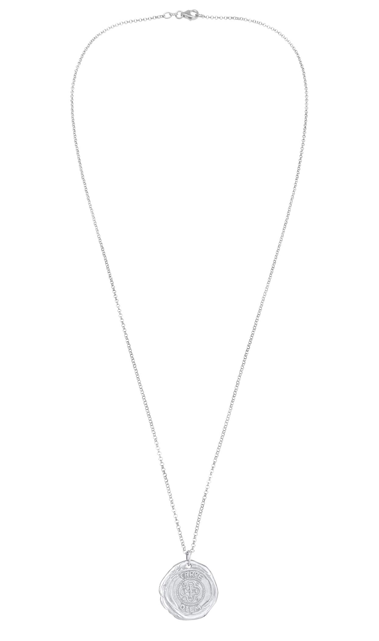 Kuzzoi Herren Silber-Halskette mit Münze Anhänger Rund (25 mm), Halskette für den Mann in 925 Sterling Silber, Venezianer Kette mit antiken Coin, Herrenkette Anhänger Vintage handgefertigt