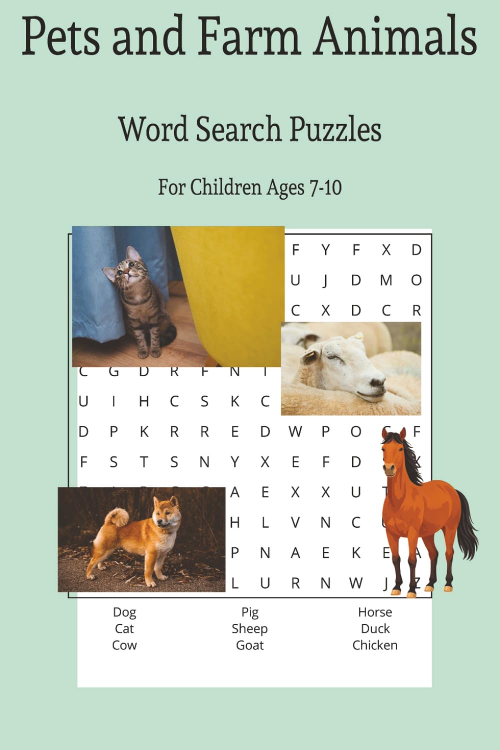 Pets and Farm Animals Word Search Puzzles For Children Ages 7-10