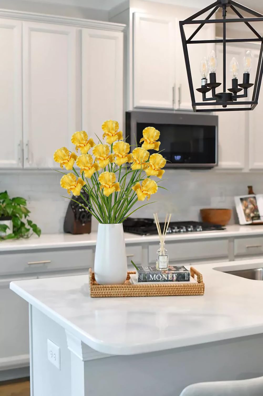 5 Fleurs D'Iris Artificielles Longues Tiges - Soie Réaliste - Décoration Intérieur Sans Entretien