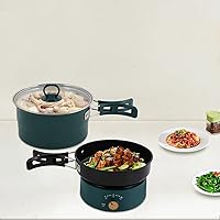 Vista 6 de Portable Electric Hot Pot 2-in-1 Non-Stick Hot Pot & Grill, 8-Temp Control, 304 Stainless Steel, Split Design for CampingDormCooking, 110V, Green