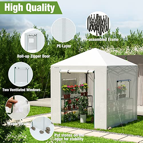 Image of WORKPRO 94 inch x70 inch x98 inch Pop-up Greenhouse for Outdoors