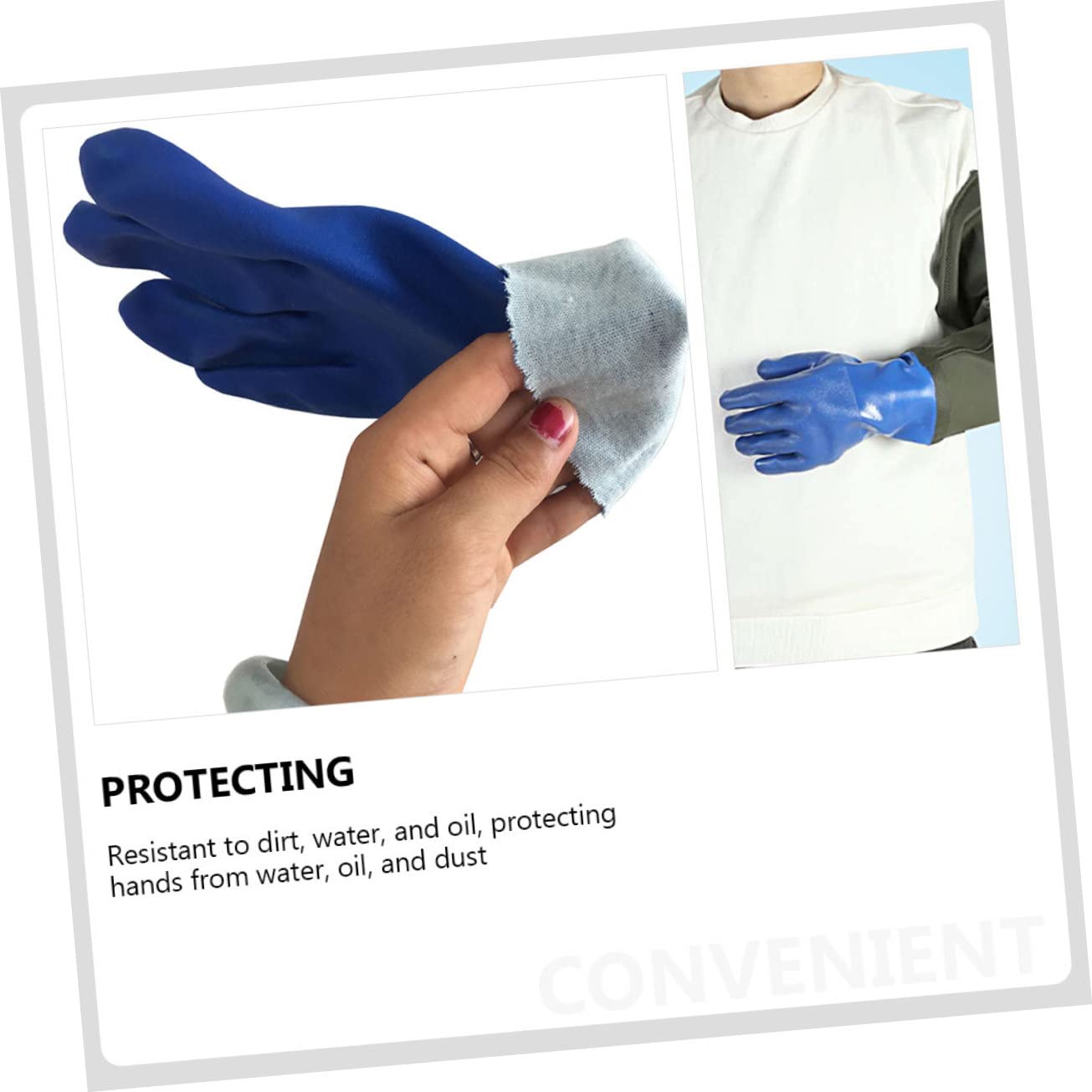 Guantes de Goma Industriales Resistentes al Agua Reutilizables de PVC Diseño Antideslizante para Pesca y Limpieza Protección Ácidos y Aceites Único