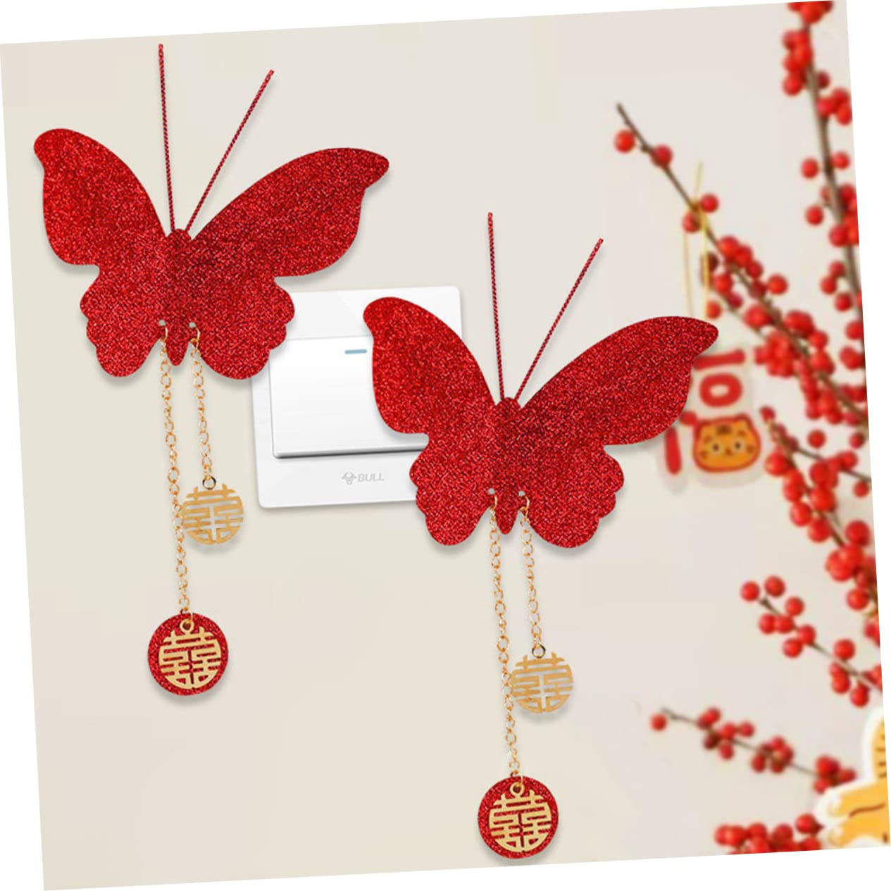 STOBAZA 20 Stk Schmetterlings-ornament Schmetterling Party Dekorationen Schmetterling Dekorationen Braut Aufkleber Hochzeitsdekorationen 3d Rot Festlich Krawatte Funkeln