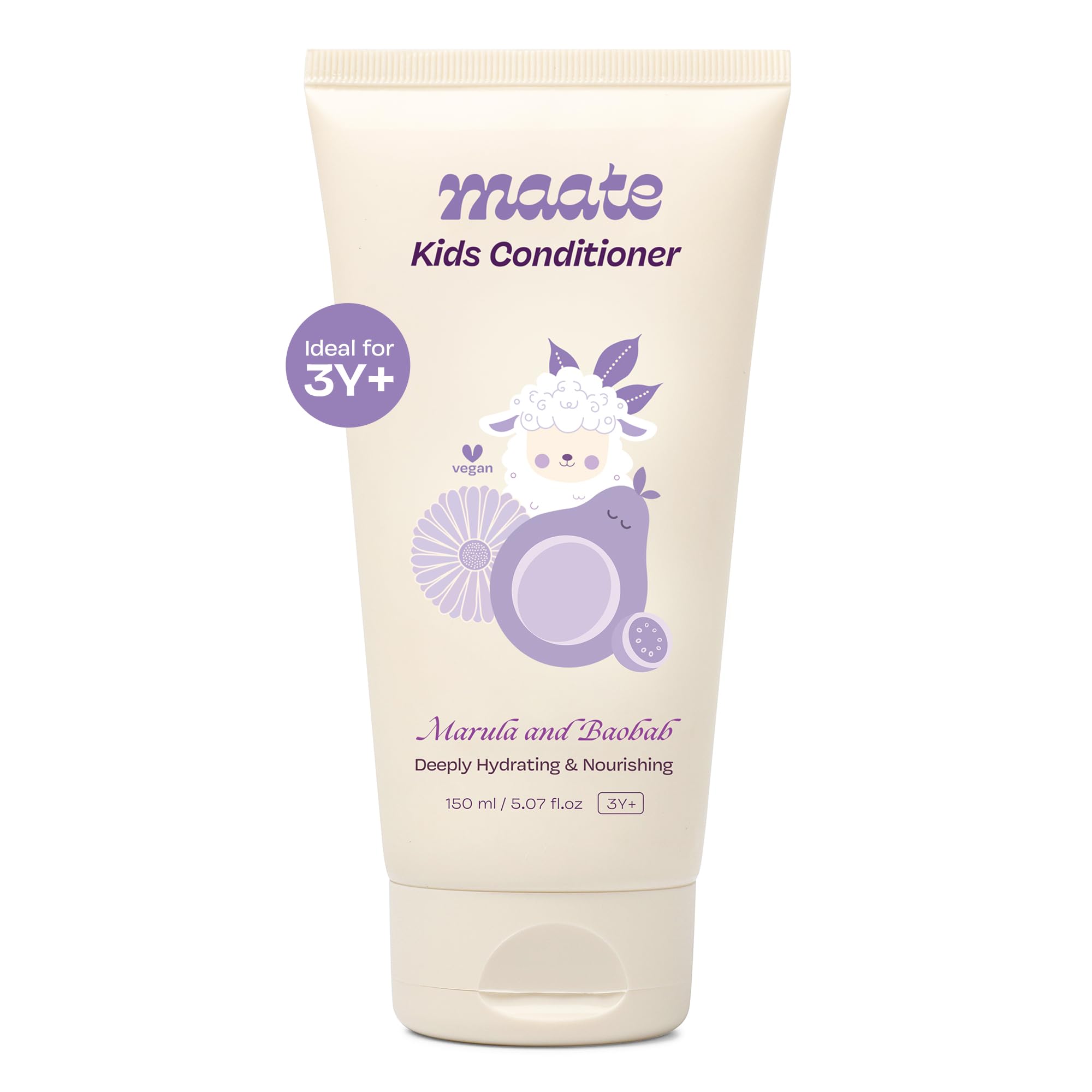Maate Marula & Baobab Kids Conditioner 150 ml | For Curly & Frizzy Hair | Naturally Nourishes and Hydrates Hair | Enriched With Coconut & Olive Oil | Vegan | Tangle-Free | For Kid 3 Years and Older
