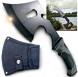 Machado Tático Premium Com Cabo Emborrachado, Lâmina Afiada, Resistente e Compacto, Ideal para Sobrevivência, Camping, Aventuras ao Ar Livre, Cortes de Madeira, Caça e Uso em Emergências.