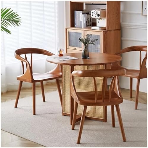 Miniatura 6 de Sillas de comedor, moderna silla de comedor de madera maciza con reposabrazos - Muebles de cocina y sala de estar, Sillas para comedor (color cereza)