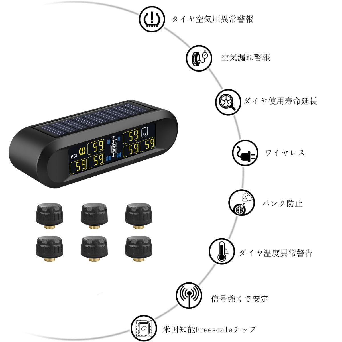 Amazon.co.jp: OBEST 空気圧モニター 6輪 tpms 空気圧センサー タイヤ 
