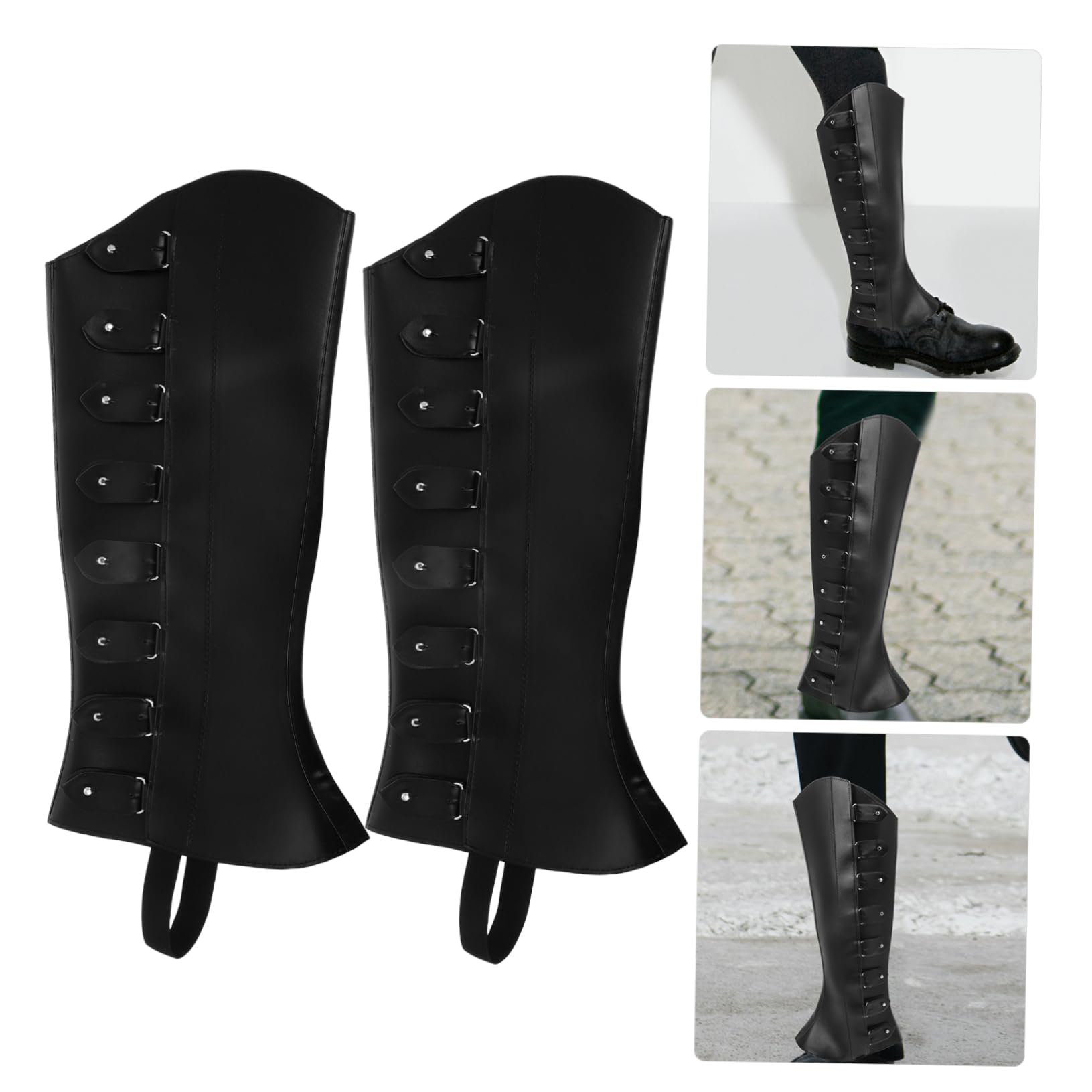 Healeved 1 Par Cubrezapatos Tipo Leggings Altos Cubrebotas Pirata Medieval Polainas De Zapatos Cubrebotas Cosplay Cubiertas De Zapatos De Bruja Cubrebotas Renacentistas Pu Black
