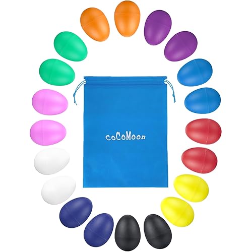 Egg Shakers Musical Instruments for Babies- 20Pcs Musical Maracas Percussion Instrument (10 Colors) Easter Egg Plastic Egg Shakers Kids Toys