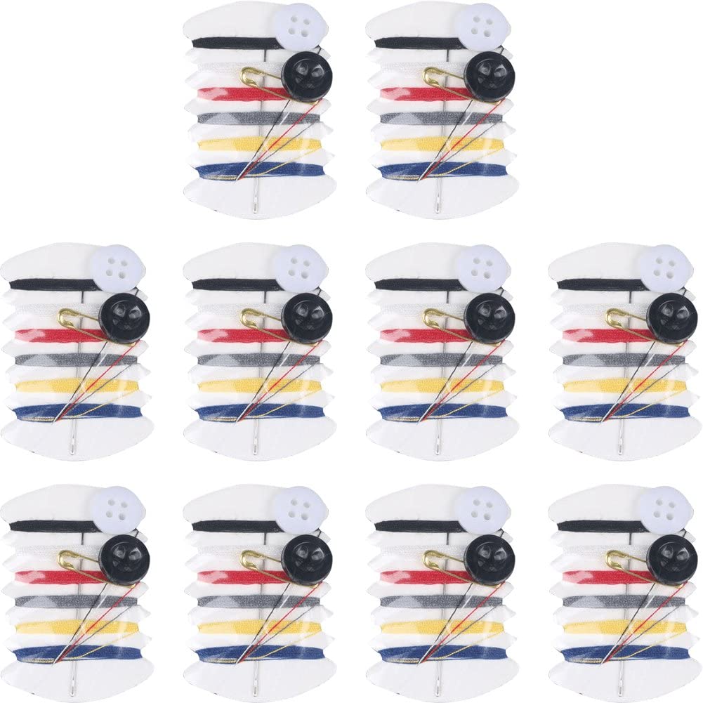 10pcs Set Mini Portable Sewing Kit Needle Thread Button Pin Travel Sewing Kit for Hotel Home Travel and Emergency Use