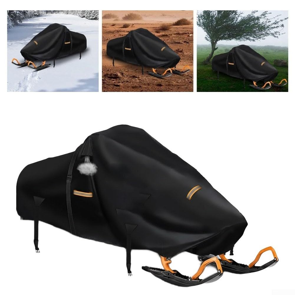 Housse de motoneige en tissu Oxford robuste pour traîneau remorquable, protection de rangement de ski avec aérations, boucles coupe-vent, bandes réfléchissantes pour Polaris Skidoo pour