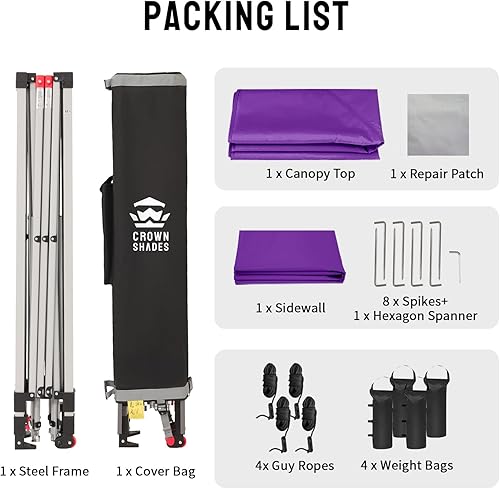 Miniatura 115 de CROWN SHADES - Toldo desplegable de 10 x 10 pies con 1 pared lateral, tienda de campaña de playa que se arma con solo presionar un botón, glorieta
