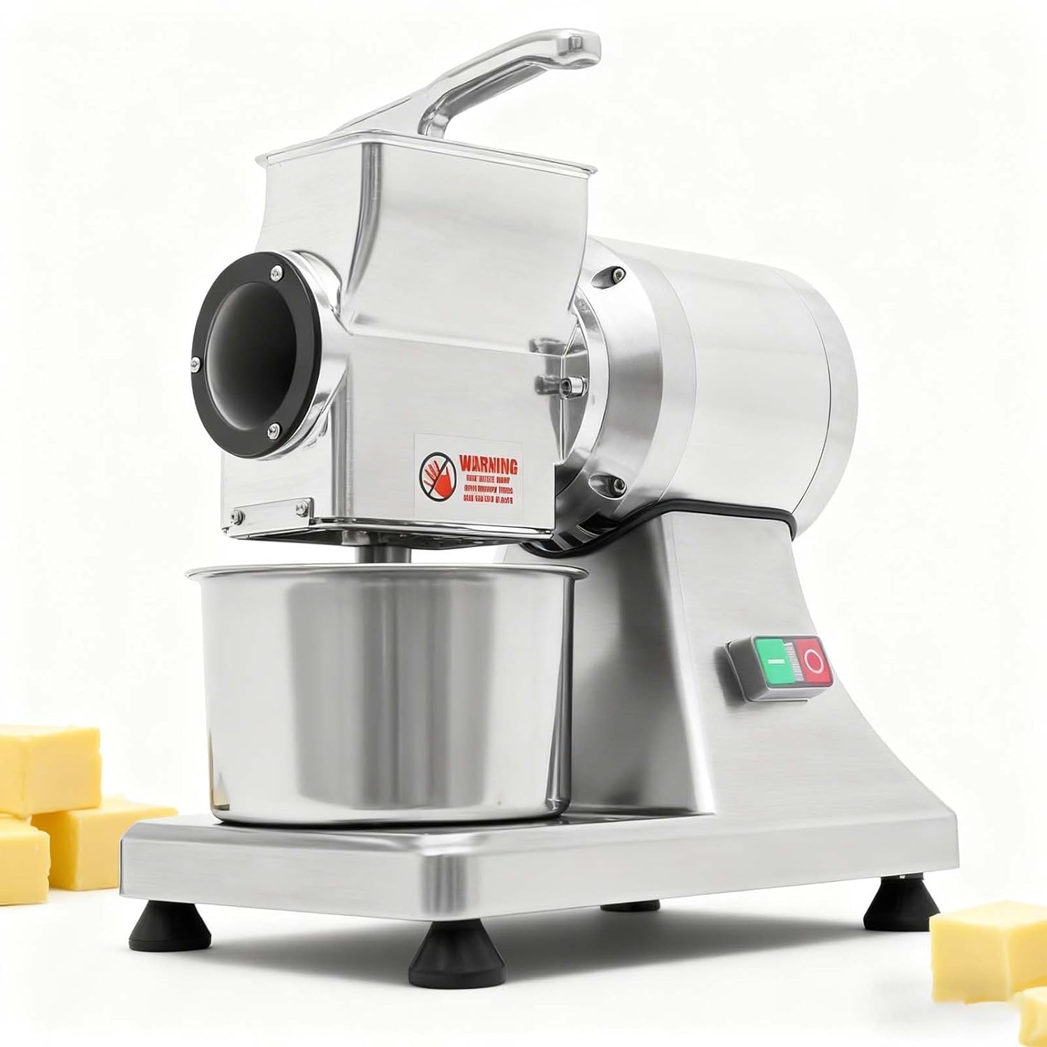 Commercial Stainless Steel Cheese Grinder 900W Electric Cheese Grater with Safety Shield Heavy Duty Machine for Block Cheese