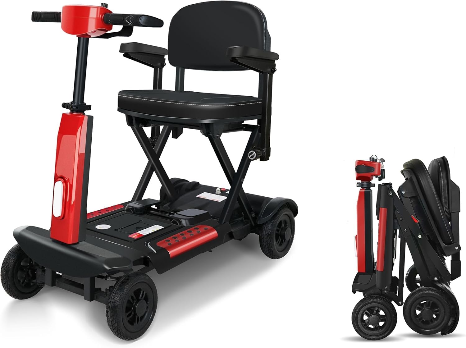 BestAGE Scooter Électrique PMR Pliable à 4 Roues pour Seniors - Scooter Ultra-Léger en Aluminium, Haute Mobilité - Batterie Lithium 20km, Charge Max 120kg - Design Compact pour Voyage et Transport