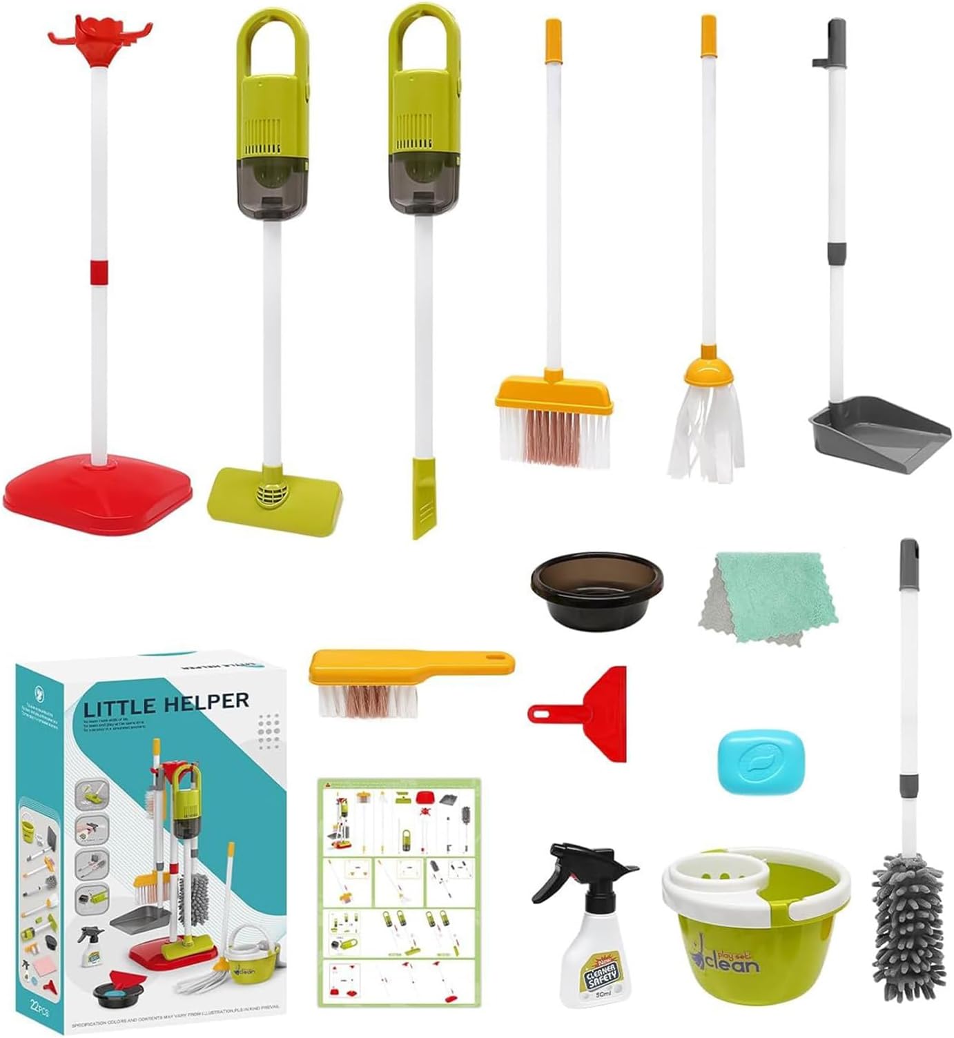 Children Cleaning Play Kit - 60cm sweepers Pan Set, montesssori Chores Toys | Interactive Home Helper Accessories for Preschool Kids Indoor Playroom Birthday Holiday Fun LearningSet Smiles