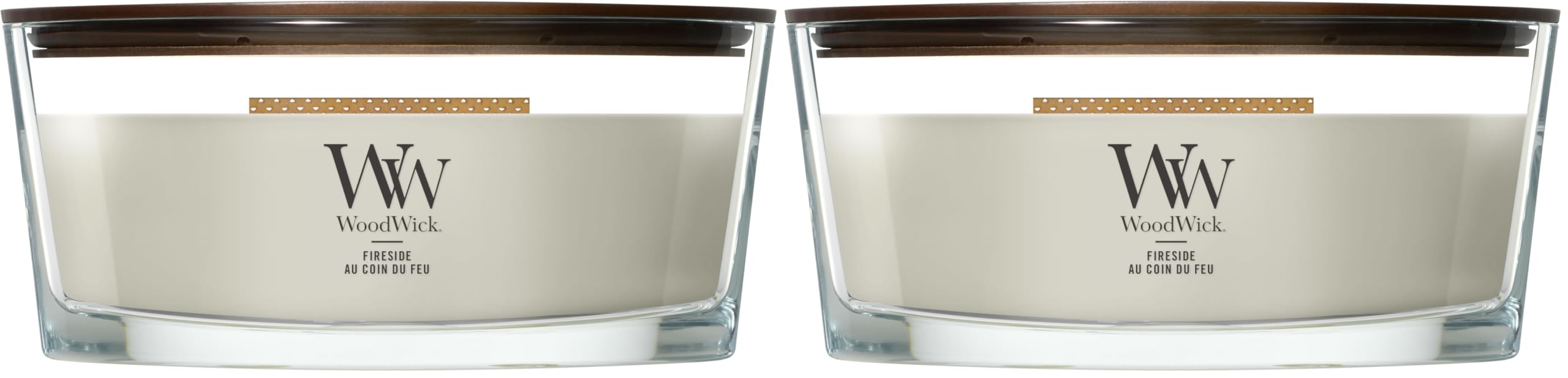 WoodWick ellipsenförmige Duftkerze mit knisterndem Docht | Fireside | Brenndauer bis zu 50 Stunden (Packung mit 2)