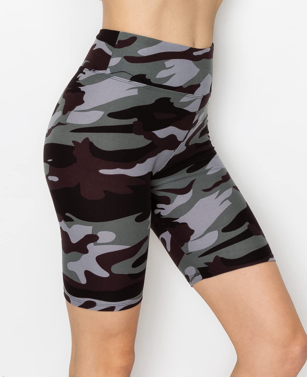 Pantalones cortos de ciclismo de cintura alta para mujer, pantalones de yoga para entrenamiento atlético, control de barriga, elásticos, para correr - Gris - Talla única