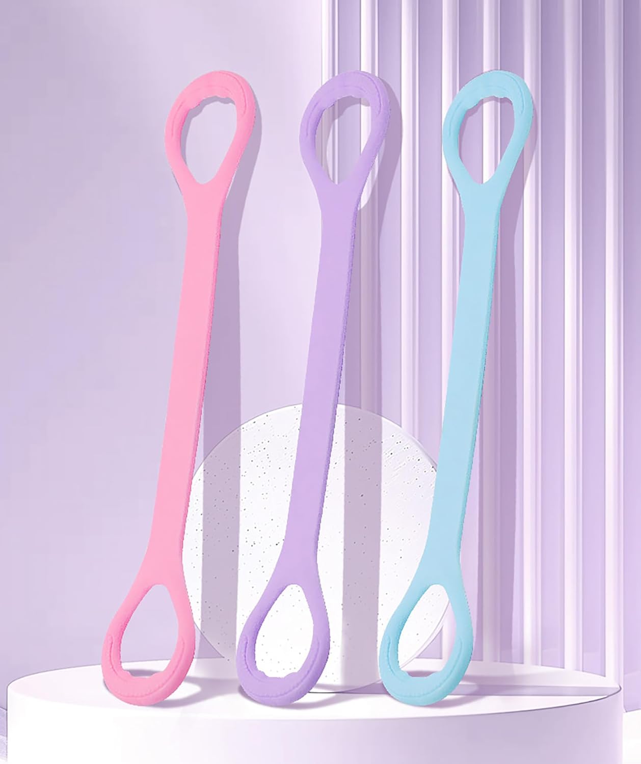 Figure 8 Fitness Resistance Band 3 Pcs, Elastic Rope Stretch Bands for Working Out, Foot, Leg, Arm, Back, Chest, Portable Home Office Training Exercise Stretcher for Yoga Pilates Physical Therapy - Image 7