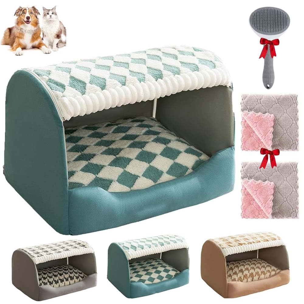 Doggocomfy Cozy Dog House,Cozy Dog House Bed,Foldable Warm Dog Bed With Cover Cave,Dog Beds For Small Large Dogs Cats (Green, XL)