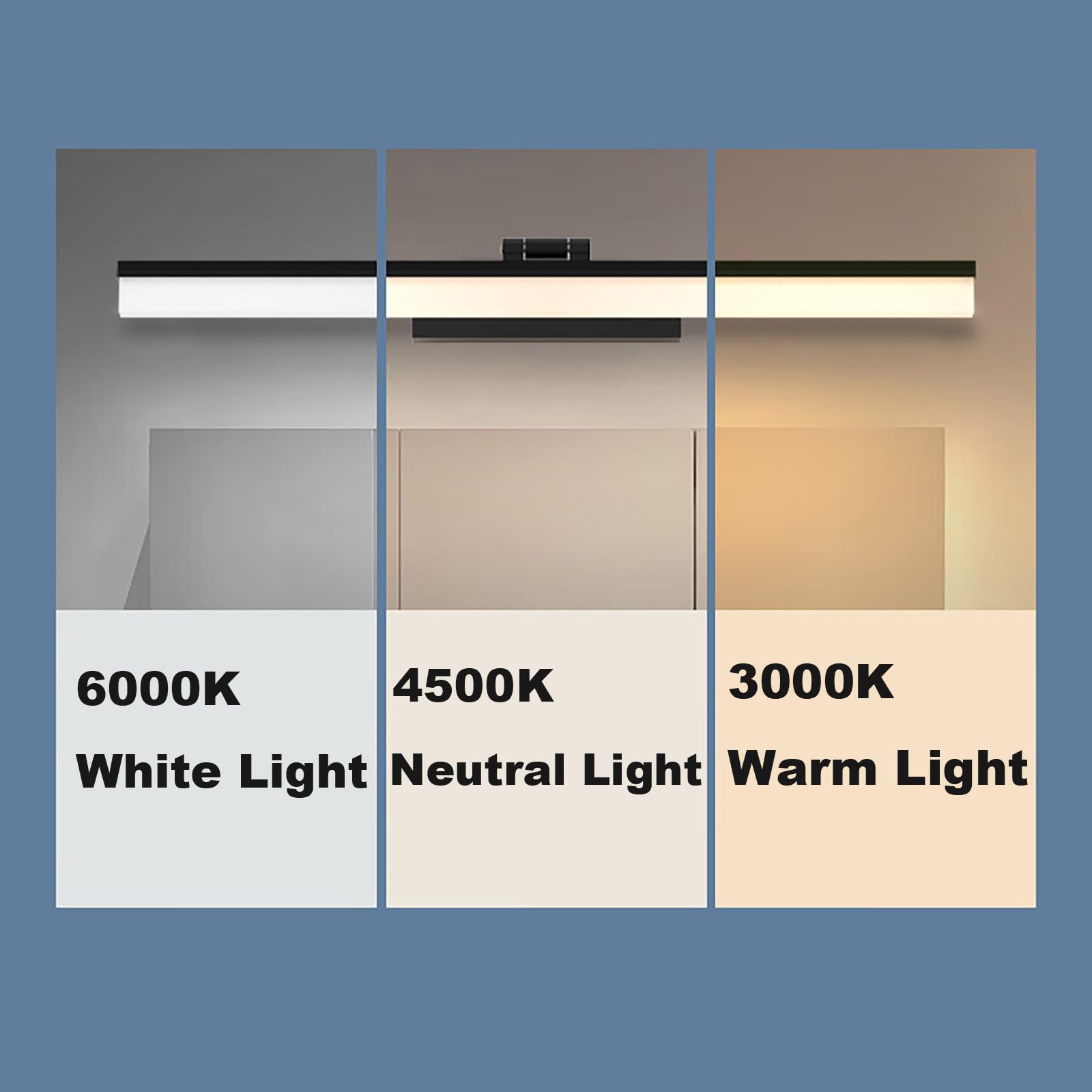 LED Badezimmer Lampe Verstellbare 180° Spiegelleuchte Badlicht über Spiegel Wandlampe Wasserdicht IP44 Länge Hohe Helligkeit Beleuchtung Wandleuchte Modern Keller (Silber Neutrales Licht,40CM 9W)