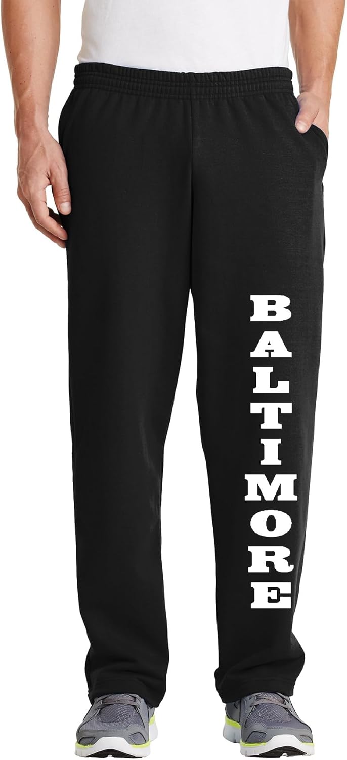 STUFF WITH ATTITUDE Baltimore Open Bottom Black Sweat Pants
