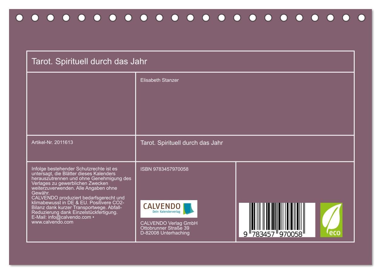 Tarot. Spirituell durch das Jahr (Tischkalender 2026 DIN A5 quer), CALVENDO Monatskalender: Mit dem Tarot glücklich durch das Jahr!