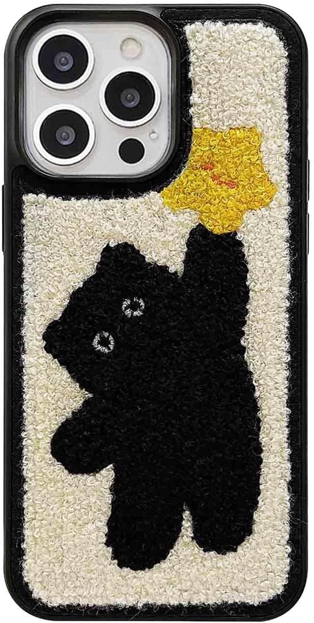 – NALACAL Compatible with iPhone 15 Pro Max Cat Phone Case,Cute Star Furry Phone Case,Funny Kawaii Kitty Plush Warm Fluffy Terry Texture Soft Protective Case for iPhone 15 Pro Max 6.7inch(Star Cat)