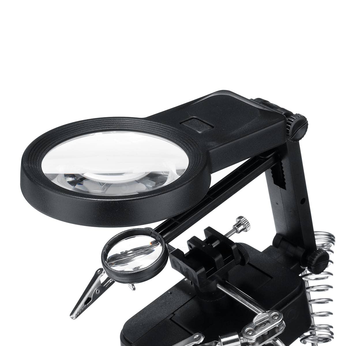 WALNUTS 3 ręczna lutownica wielofunkcyjny stojak narzędzie spawalnicze podświetlane szkło powiększające LED zacisk krokodylkowy uchwyt zaciskowy (Color : Silicone band black A)