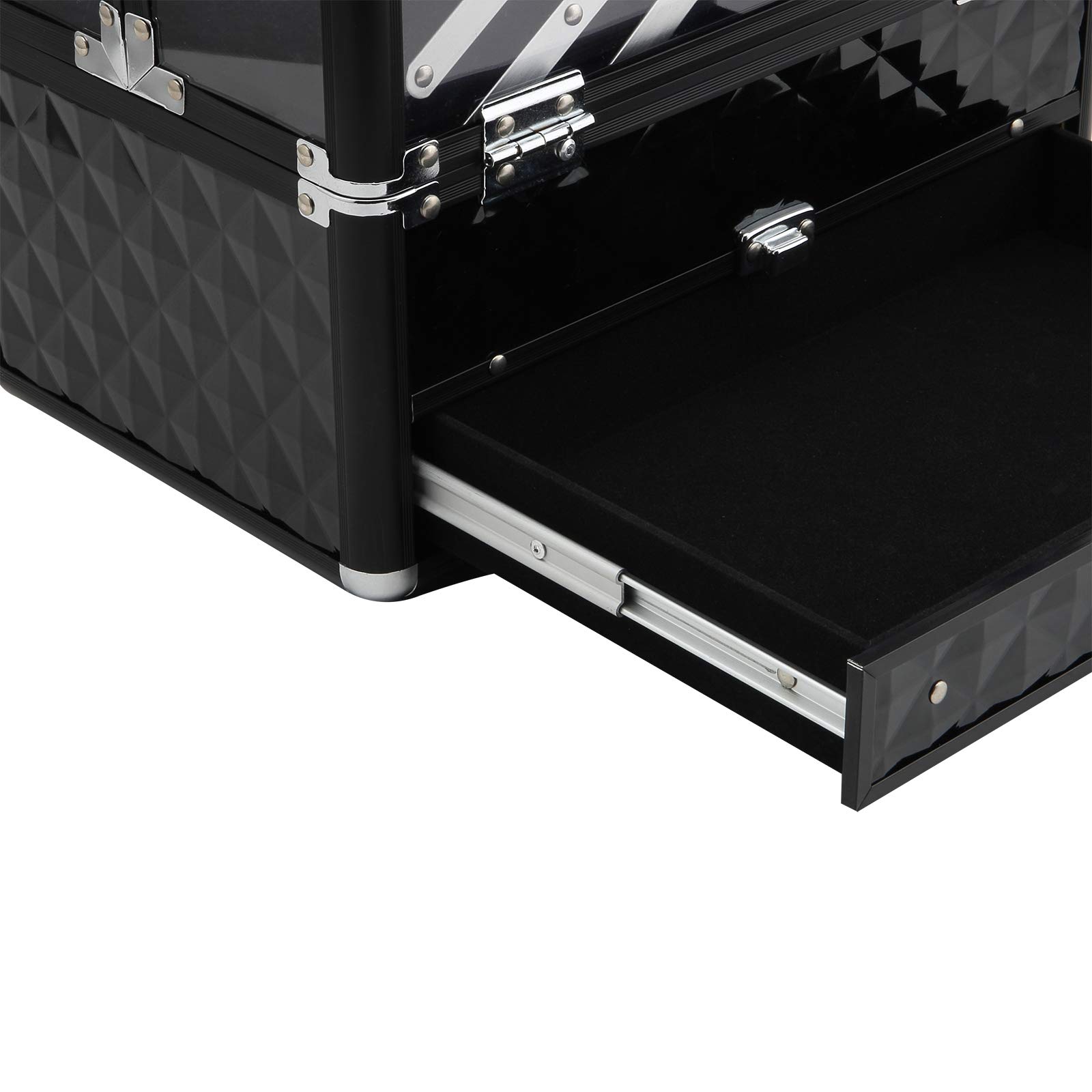 Kosmetyczka - kufer do przechowywania produktów kosmetycznych - wymiary 30L x 18W x 22H cm - aluminiowa rączka zamka. różowy akryl