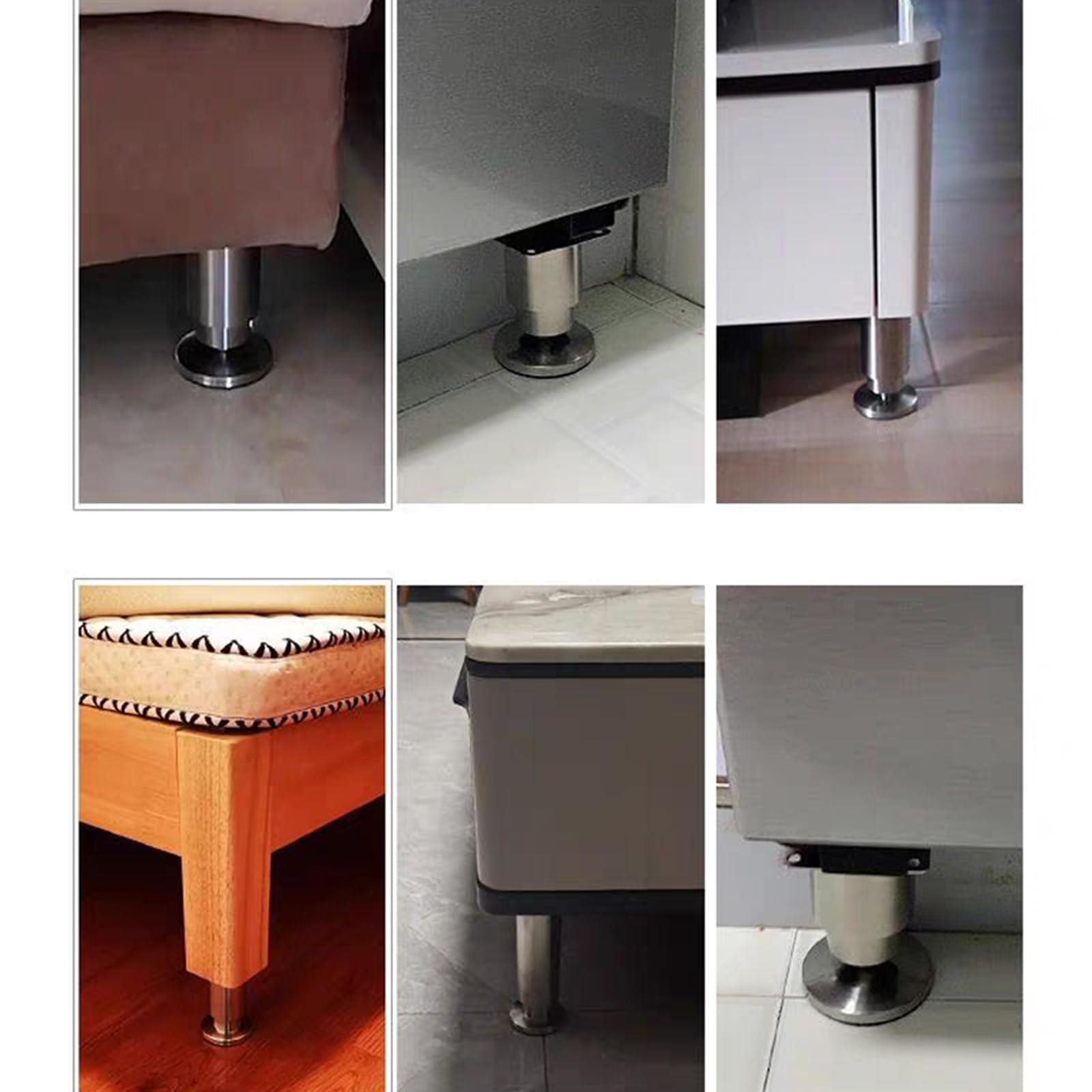 4pcs Patas para Muebles Regulables Altura Patas para Sofas Metalicas,Patas para Mesa de Acero Inoxidable,Redonda Patas de Armario,para Armario,Mesa de Café,con Tornillos (500mm)