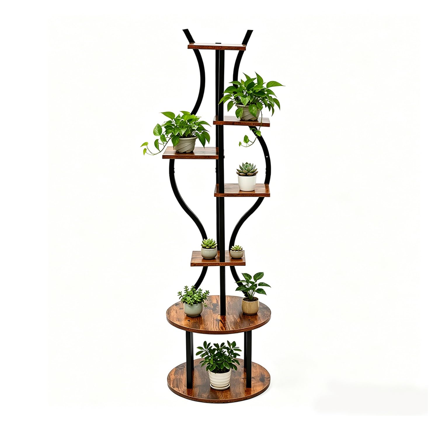Garvee 7 Tier Tall Plant Stand, Garden Planter Holder, Decor Pot Stand, Flower Display Rack, Brown