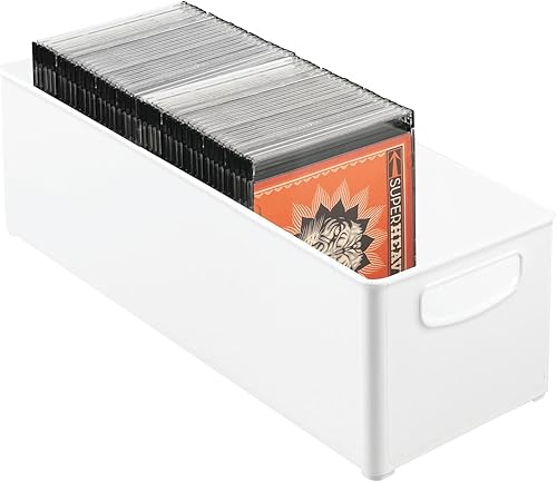 Miniatura 5 de mDesign Organizador de plástico para videojuegos, contenedor de almacenamiento de juegos con asas para soporte de consola multimedia, estante de