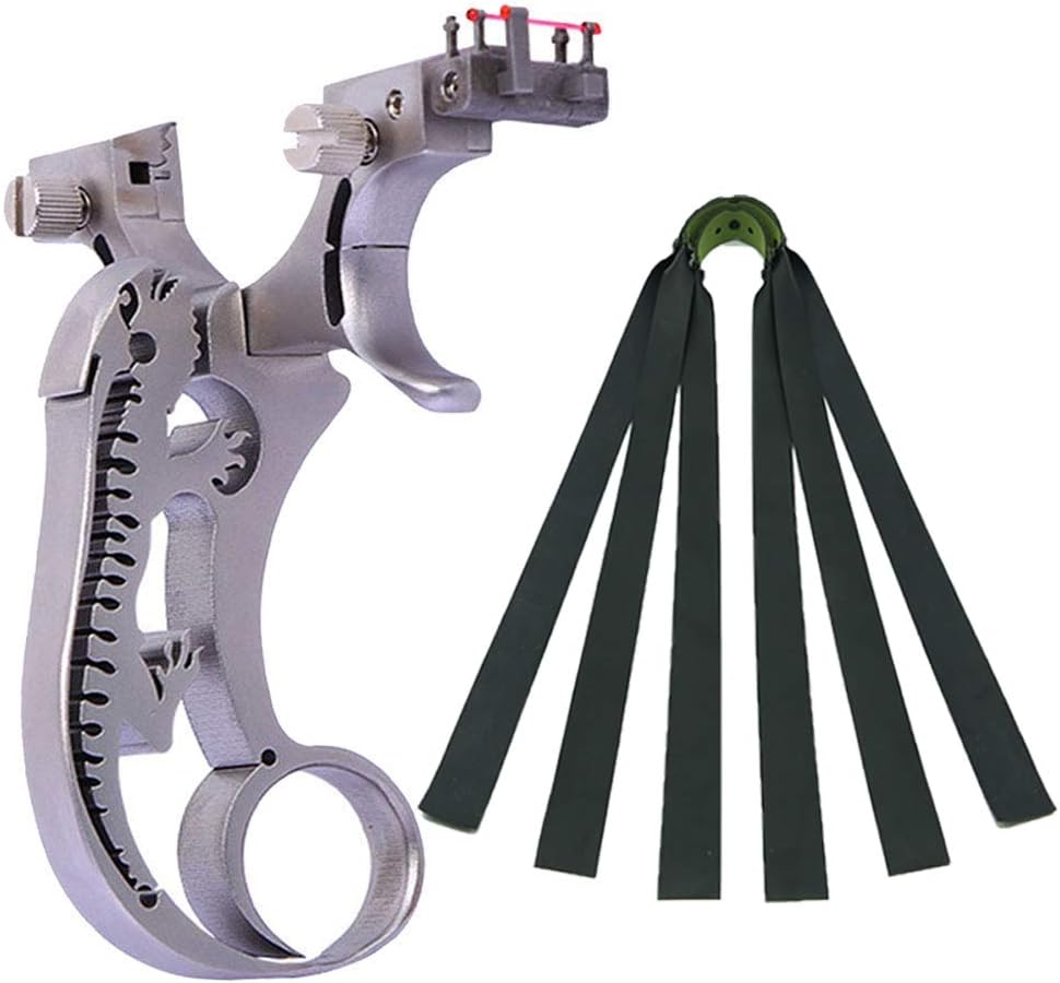 Obert Stainless Steel Shooting Slingshot for Hunting Adult Outdoor Catapult Slingshot with Sight Sling Shot with 3 Rubber Bands