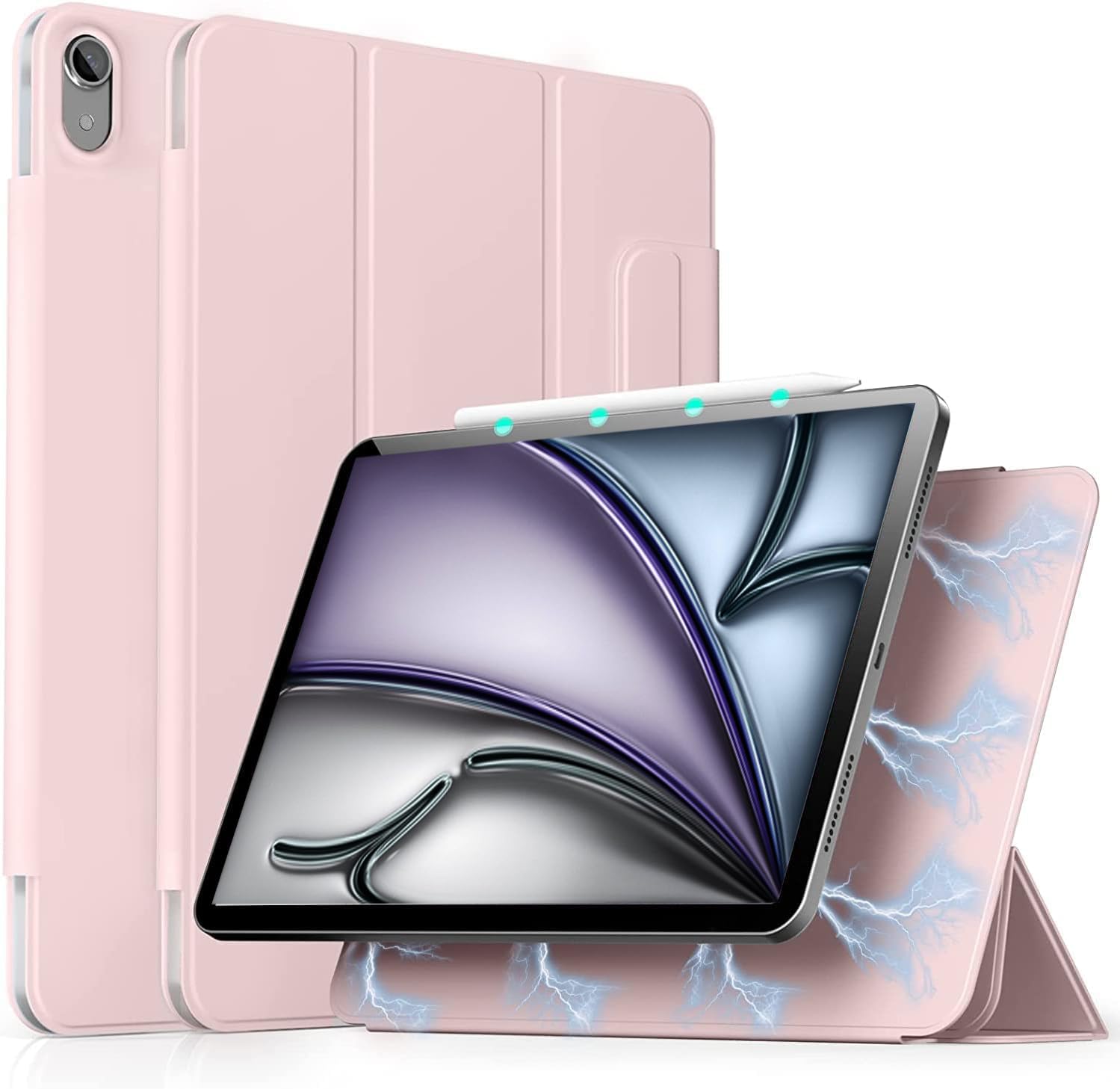 aoub Hülle für iPad Air 11 Zoll 2025 M3/2024 M2 7./ 6. Generation, Hülle für iPad Air 5./ 4. Generation 2022/2020 10,9 Zoll Schutzhülle, Magnetic Case, Unterstützt Pencil Pro/ 2. Gen, Rosa