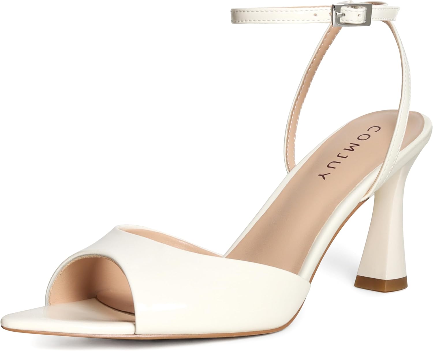 High Heels for Women Peep Pointed Toe Kitten Heeled Sandals Strappy Flared Heels Elegant Leather Sandals Comfortable Chic Summer Prom Wedding Sexy Dress Shoes