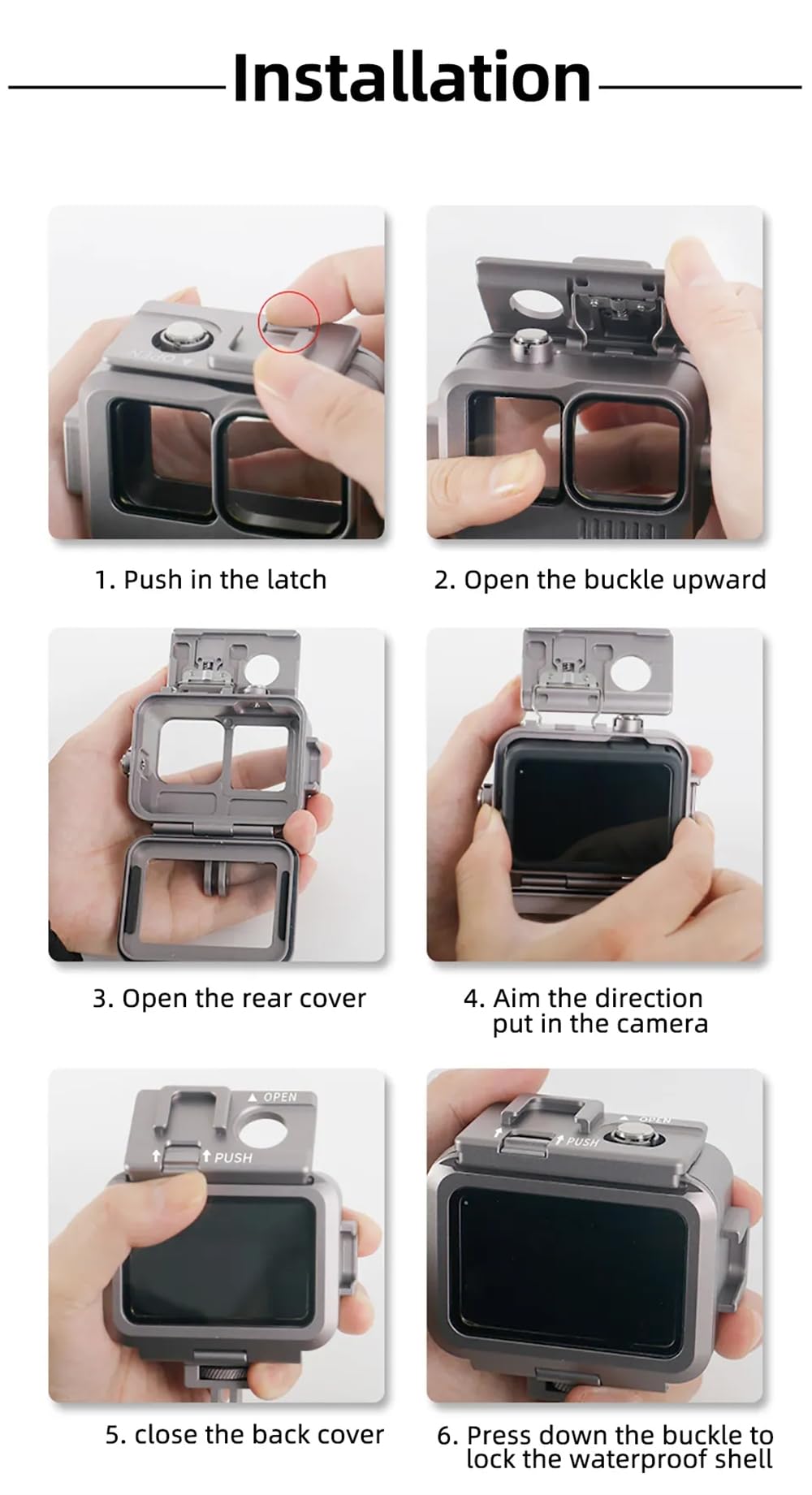 Marco protector de cámara impermeable para cámara de buceo subacuático, compatible con cámara de acción GoPro 11, 10, 9