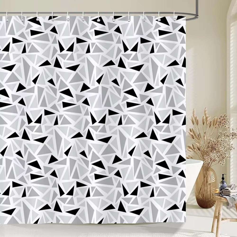 KELAIMI Abstract Geometric Shower Curtains,Modern Luxury Bathroom Curtains,Simple Aesthetic Washable Quick-Dry Bathtub Curtains Style 11 180X210Cm