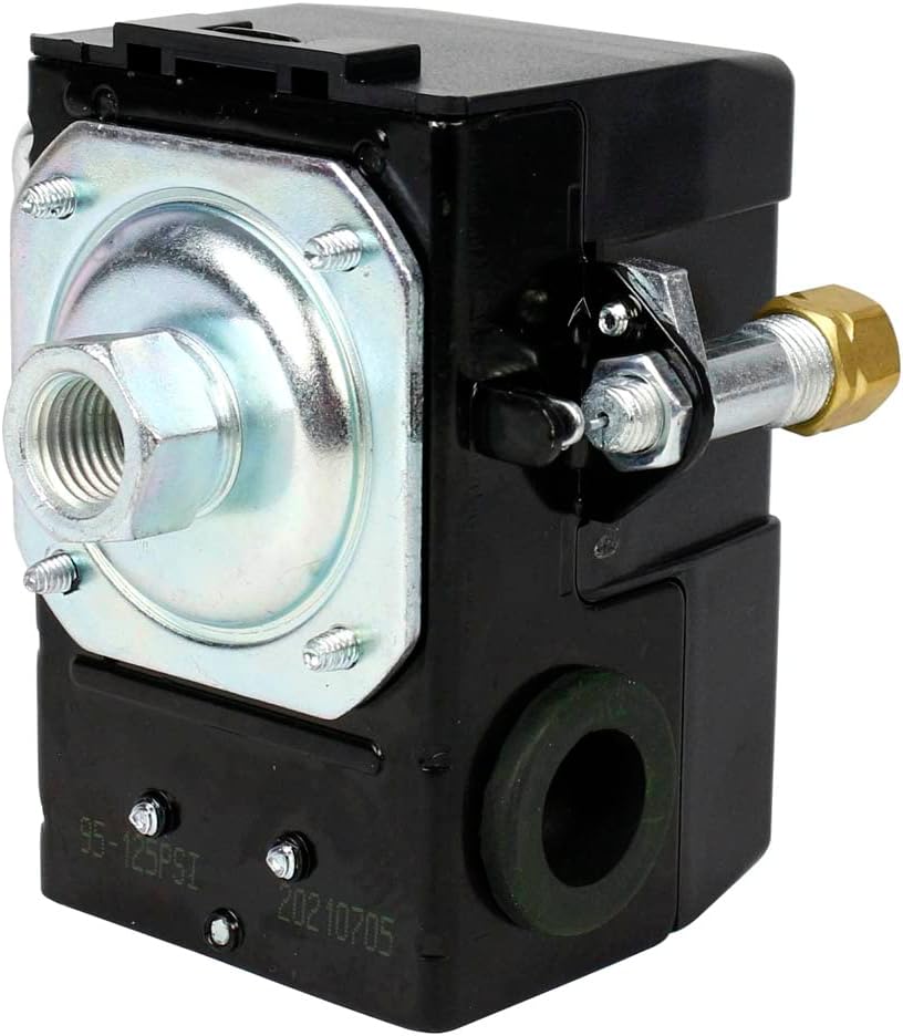 Pressure Switch for Air Compressor 95-125 psi Single Port Heavy Duty 26A Replaces Hubbell Furnas Square D Siemens Sears DEWALT Craftsman Black MAX Jenny Black and Decker