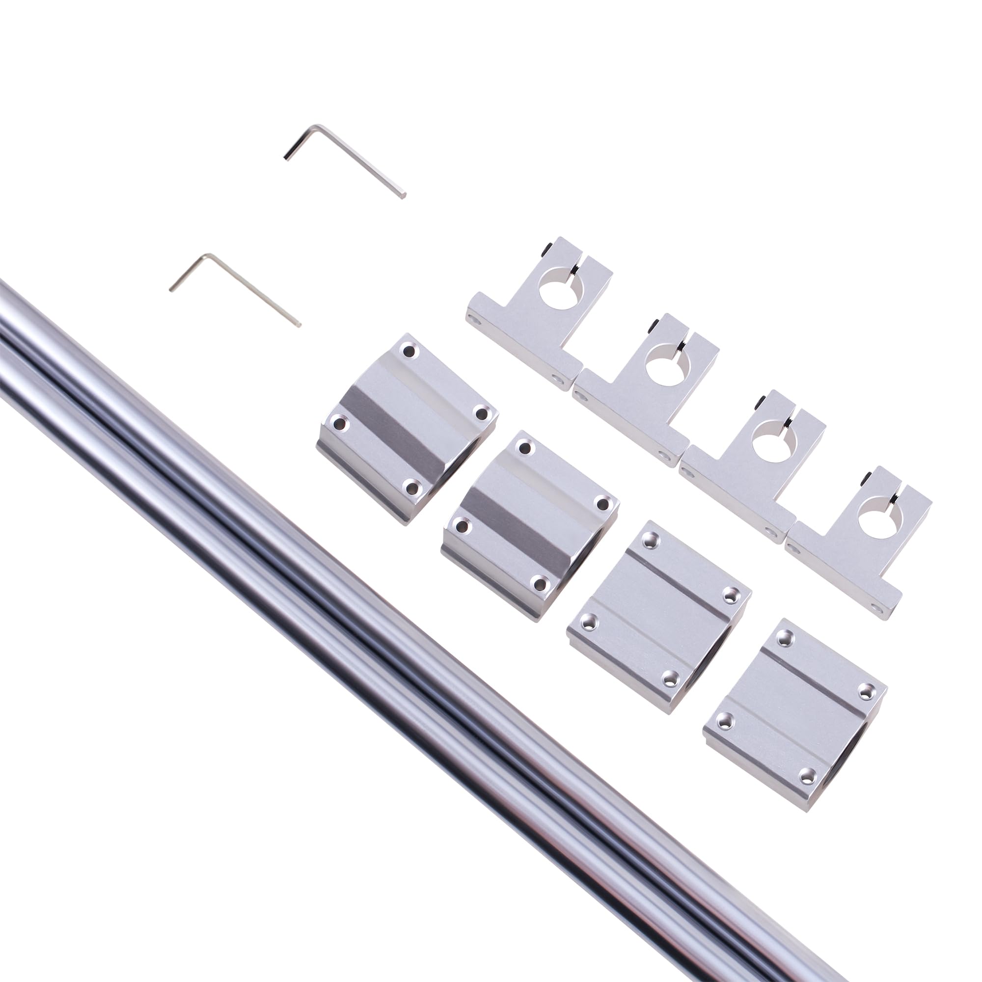 Lot de 2 arbres linéaires horizontaux de 1000 mm de diamètre - Guide linéaire - Arbre de précision - Roulement linéaire - 4 blocs de roulement SCS20UU - 4 supports SK8 + 2 clés - Kit de rails