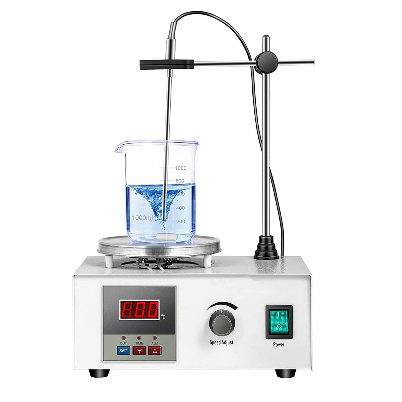 Vistirador De Calefacción Eléctrica Placa Caliente, Agitador Magnético con Pantalla Digital LED, Placa De Calentamiento De Laboratorio De 2000 RPM, Regulación De Velocidad Sin Pasos