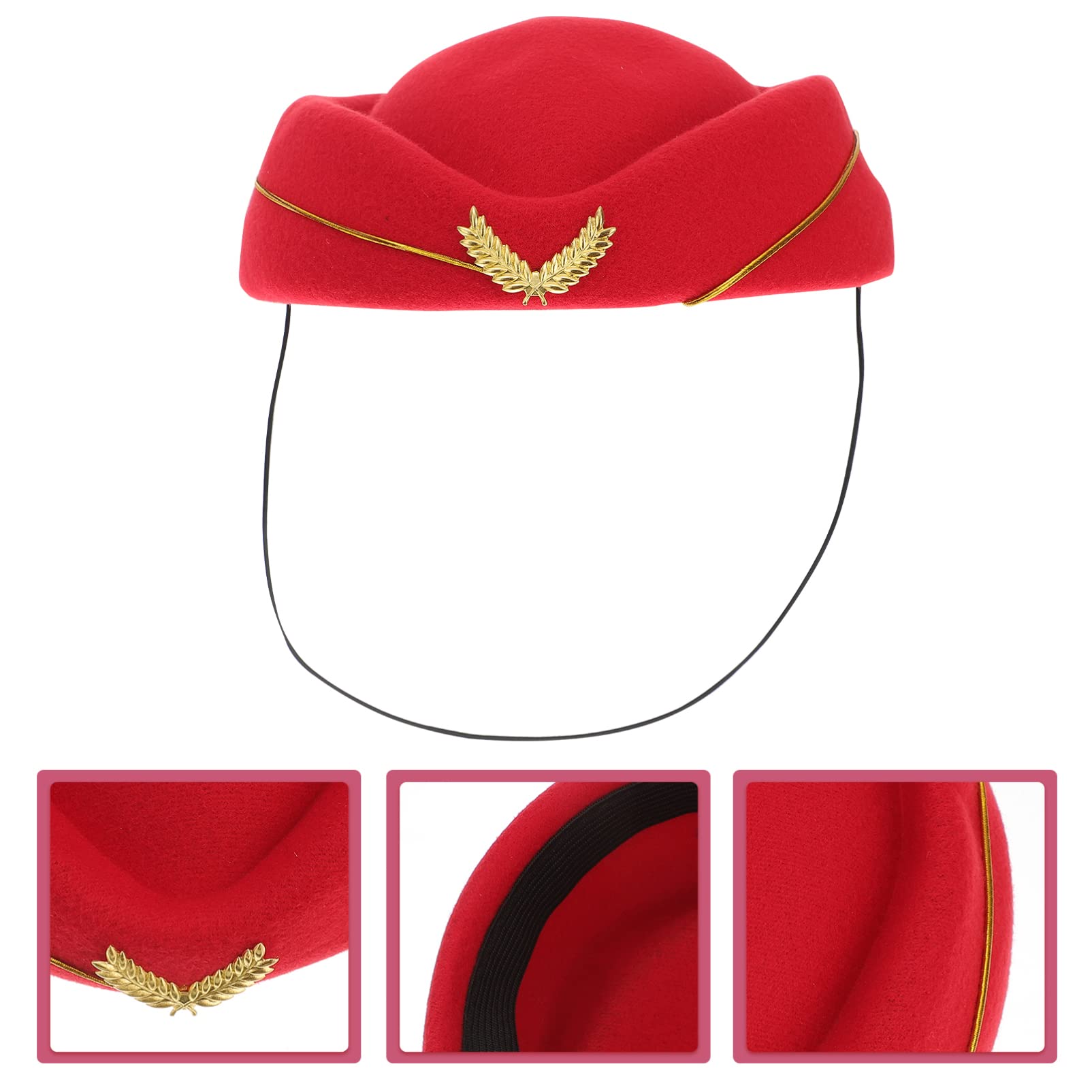 GALPADA Lot De 4 Chapeaux Élégants Rouges pour Hôtesse De Lair avec Trou pour Queue De Cheval pour Soirée Costumée Ou Scène