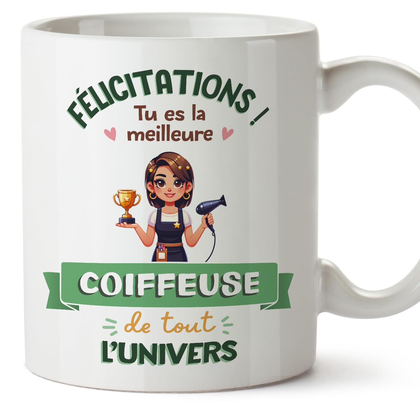 MUGFFINS Hairdresser Woman Mug - in French - Meilleur Univers Trophée - Funny Gift for Colleagues - Ceramic 11oz Mug — image 1